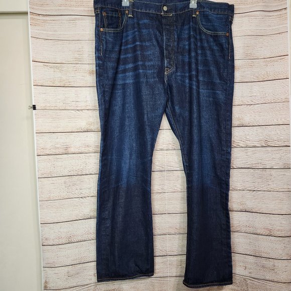 Men's 501 Button Fly Levi's Jeans Dark Wash Size 44 x 30 - Picture 1 of 12